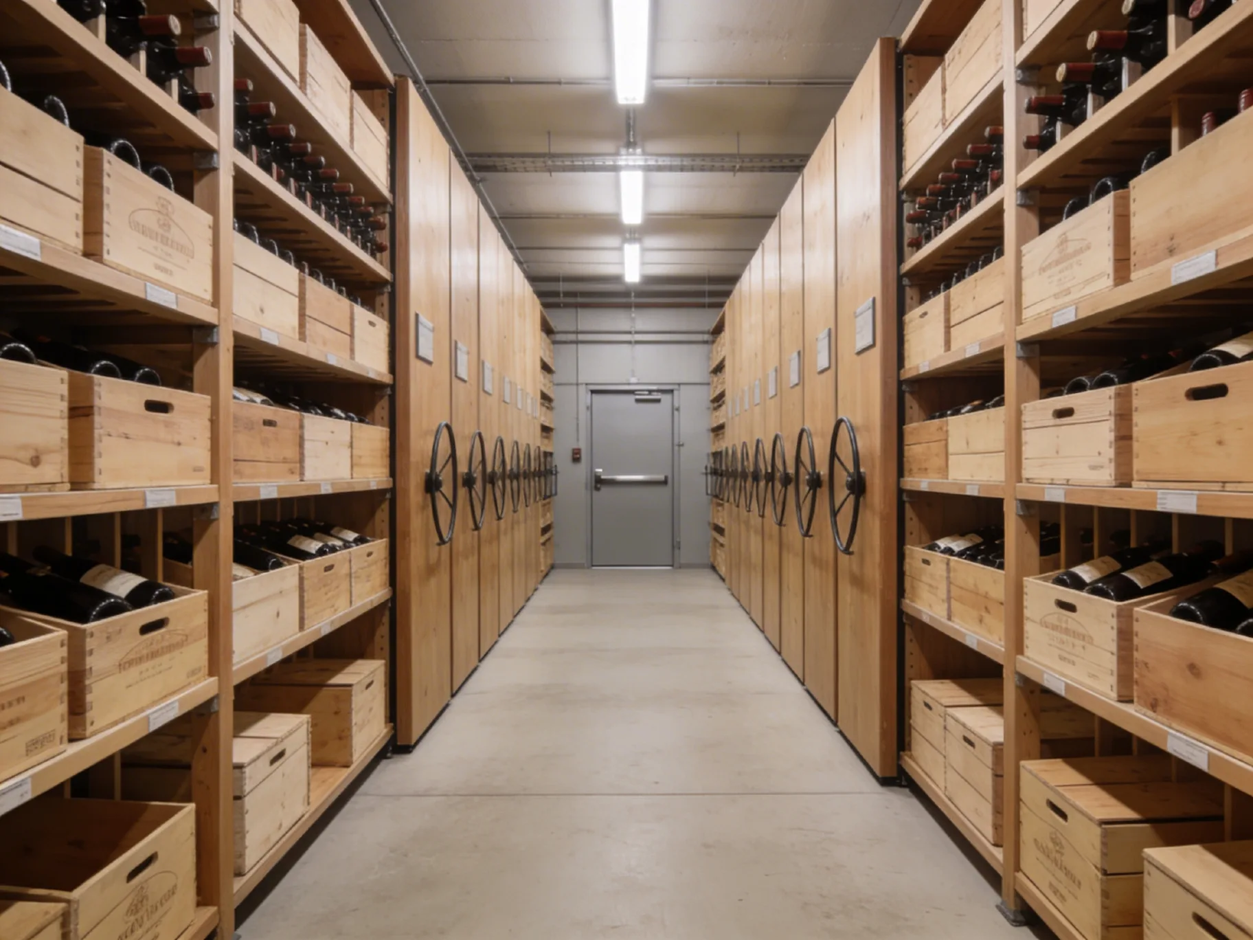 Professional wine storage facility in Luxembourg with wooden cases
